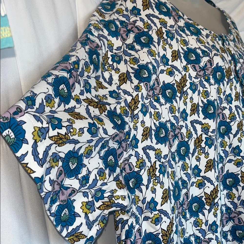 Vera Bradley 2X Jersey Knit Cotton Blue Floral Sleep Shirt - Picture 5 of 9